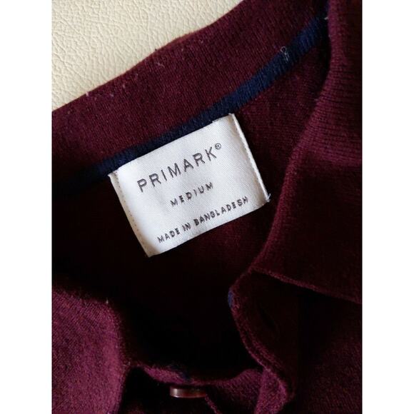Primark Medium Long sleeve 3 button Polo burgandy/wine color - Picture 2 of 4